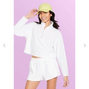 Stoney Clover Lane Target White Terry Cloth half zip pullover